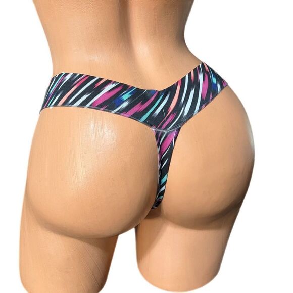 Victoria’s Secret Pink Extra Low Rise thong panty logo on waist multicolor large - Picture 2 of 10